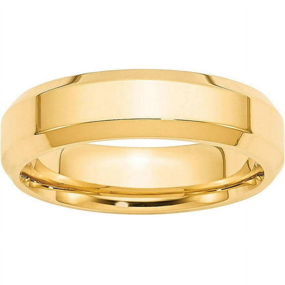 Primal Gold 14 Karat Yellow Gold 6mm Beveled Edge Comfort Fit Band Size 9.5
