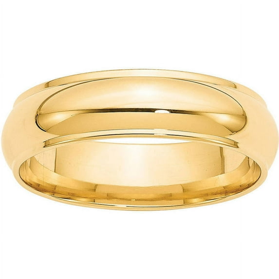 Primal Gold 14 Karat Yellow Gold 6mm Half Round with Edge Band Size 4
