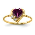 thumbnail image 1 of Primal Gold 14 Karat Yellow Gold 6mm Heart Rhodolite Garnet and Diamond Ring, 1 of 3