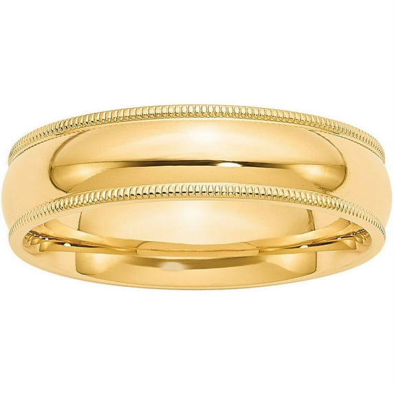 Primal Gold 14 Karat Yellow Gold 6mm Milgrain Comfort Wedding Band Size 10