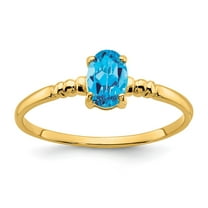 Primal Gold 14 Karat Yellow Gold 6x4mm Oval Blue Topaz Ring