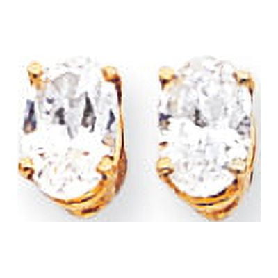 Primal Gold 14 Karat Yellow Gold 6x4mm Oval Cubic Zirconia Earrings