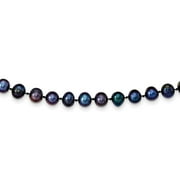JEWELRYWEB 14k 7-8mm Black Near-Round Freshwater Cultured Pearl 20 inch Necklace BPN070