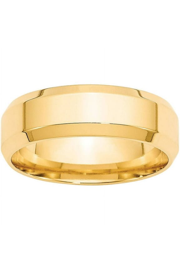 14 Karat Yellow Gold 7mm Beveled Edge Comfort Fit Band Size 14