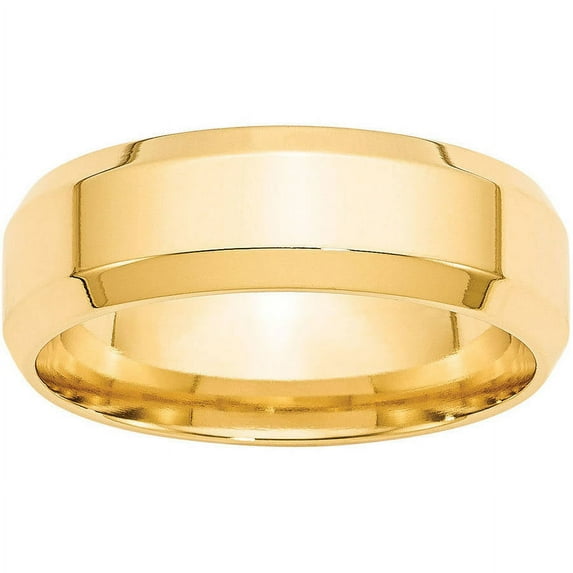 Primal Gold 14 Karat Yellow Gold 7mm Beveled Edge Comfort Fit Band Size 4
