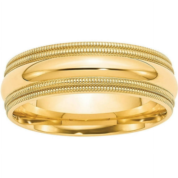 Primal Gold 14 Karat Yellow Gold 7mm Double Milgrain Comfort Fit Band Size 6