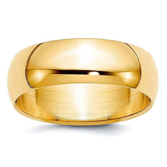 14k Yellow Gold Solid Polished 7mm Half Round Band Size 13 Ring Ring for Women and Men