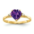 thumbnail image 1 of Primal Gold 14 Karat Yellow Gold 7mm Heart Amethyst and Diamond Ring, 1 of 4
