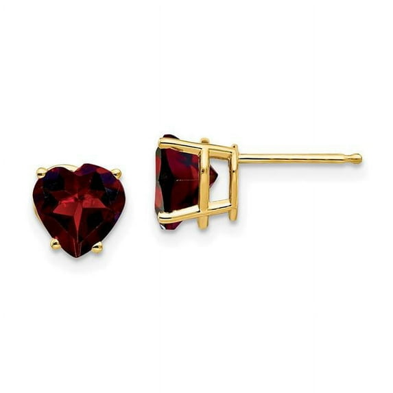 Primal Gold 14 Karat Yellow Gold 7mm Heart Garnet Earrings