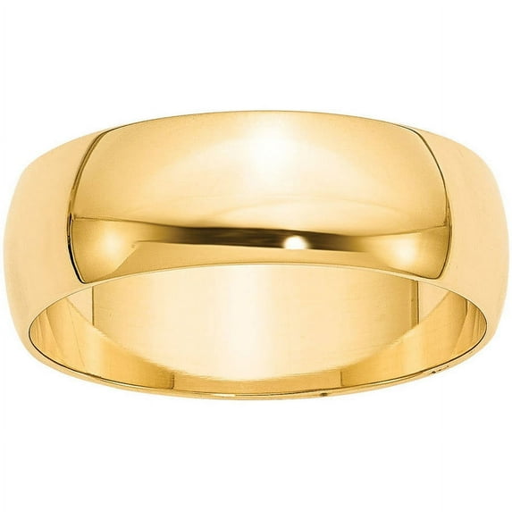 Primal Gold 14 Karat Yellow Gold 7mm Lightweight Half Round Band Size 10.5
