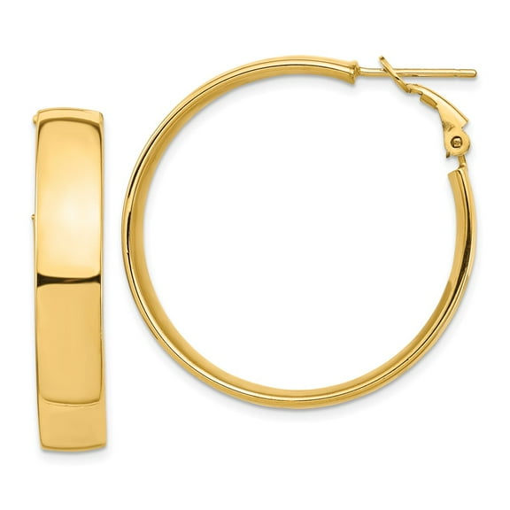 Primal Gold 14 Karat Yellow Gold 7mm Omega Back Hoop Earrings