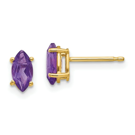 Primal Gold 14 Karat Yellow Gold 7x3.5mm Marquise Amethyst Earrings