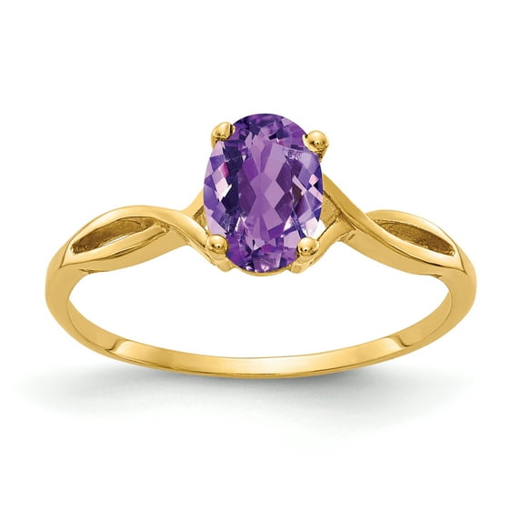Primal Gold 14 Karat Yellow Gold 7x5mm Oval Amethyst Ring