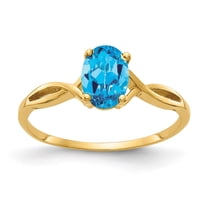 Primal Gold 14 Karat Yellow Gold 7x5mm Oval Blue Topaz Ring