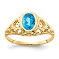 thumbnail image 1 of Primal Gold 14 Karat Yellow Gold 7x5mm Oval Blue Topaz Ring, 1 of 4