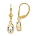 thumbnail image 1 of Primal Gold 14 Karat Yellow Gold 7x5mm Oval Cubic Zirconia Leverback Earrings, 1 of 4