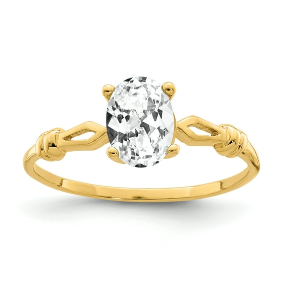 Primal Gold 14 Karat Yellow Gold 7x5mm Oval Cubic Zirconia Ring