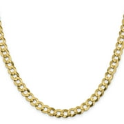 Primal Gold 14 Karat Yellow Gold 8.3mm Solid Polished Light Flat Cuban Chain