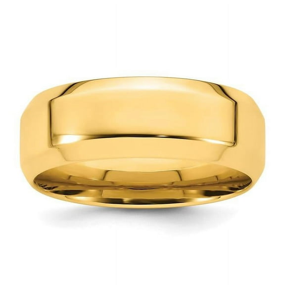 Primal Gold 14 Karat Yellow Gold 8mm Beveled Edge Comfort Fit Band Size 10