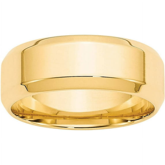 Primal Gold 14 Karat Yellow Gold 8mm Beveled Edge Comfort Fit Band Size 13