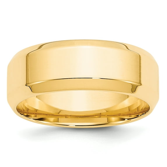 Primal Gold 14 Karat Yellow Gold 8mm Beveled Edge Comfort Fit Band Size 4