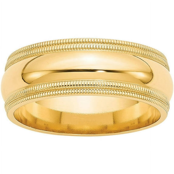 Primal Gold 14 Karat Yellow Gold 8mm Double Milgrain Comfort Fit Band Size 8
