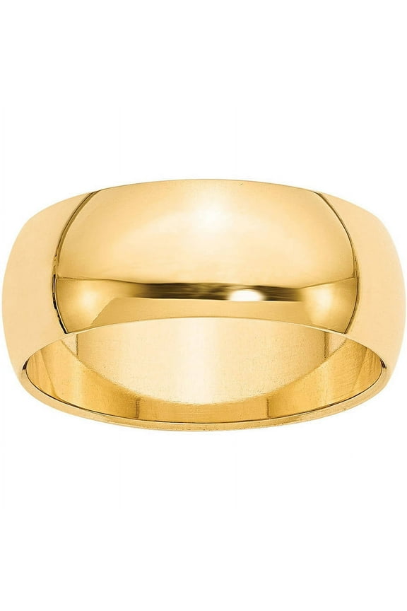 14 Karat Yellow Gold 8mm Half-Round Wedding Band Size 14