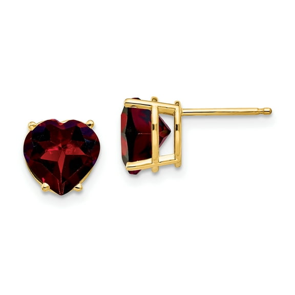Primal Gold 14 Karat Yellow Gold 8mm Heart Garnet Earring