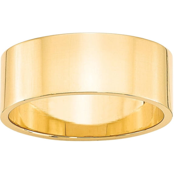 Primal Gold 14 Karat Yellow Gold 8mm Lightweight Flat Band Size 5.5