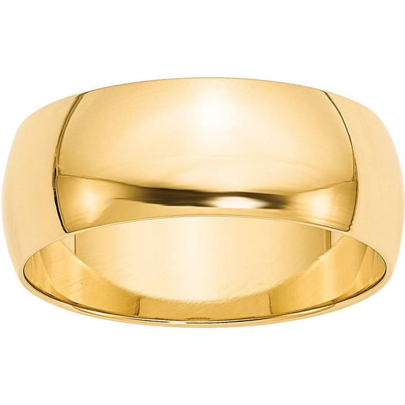 Primal Gold 14 Karat Yellow Gold 8mm Lightweight Half Round Band Size 6