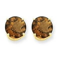 thumbnail image 1 of Primal Gold 14 Karat Yellow Gold 8mm Round Smoky Quartz Earrings, 1 of 5