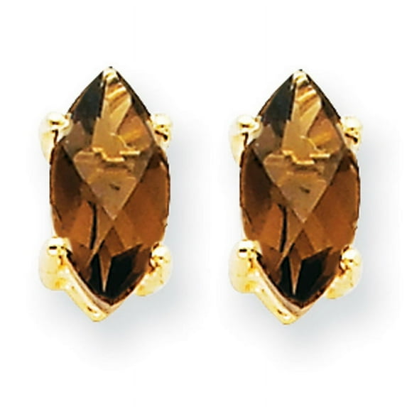 Primal Gold 14 Karat Yellow Gold 8x4 Marquise Smoky Quartz Earrings