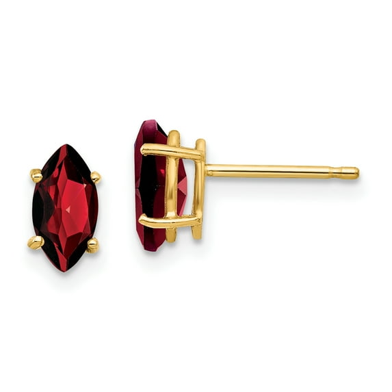 Primal Gold 14 Karat Yellow Gold 8x4mm Marquise Garnet Earrings