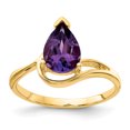 thumbnail image 1 of Primal Gold 14 Karat Yellow Gold 9x6mm Pear Amethyst Checkerboard Ring, 1 of 4