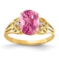 thumbnail image 1 of Primal Gold 14 Karat Yellow Gold 9x7mm Oval Pink Tourmaline and A Diamond Ring, 1 of 4