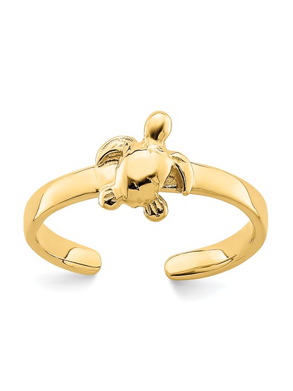 14 Karat Yellow Gold Adjustable Sea Turtle Toe Ring