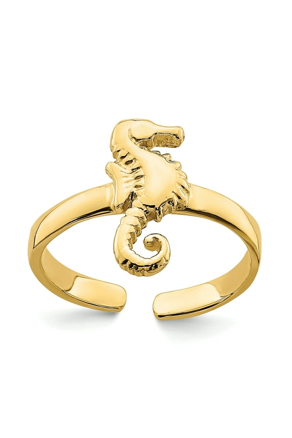14 Karat Yellow Gold Adjustable Seahorse Toe Ring