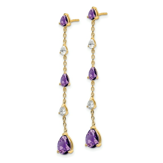 Primal Gold 14 Karat Yellow Gold Amethyst and White Topaz Earrings