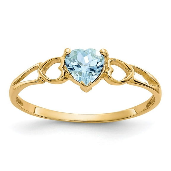 Primal Gold 14 Karat Yellow Gold Aquamarine Birthstone Ring