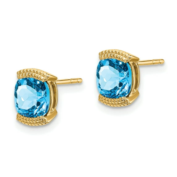 Primal Gold 14 Karat Yellow Gold Blue Topaz Earrings