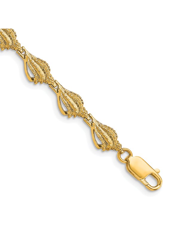 14 Karat Yellow Gold Conch Shell Bracelet