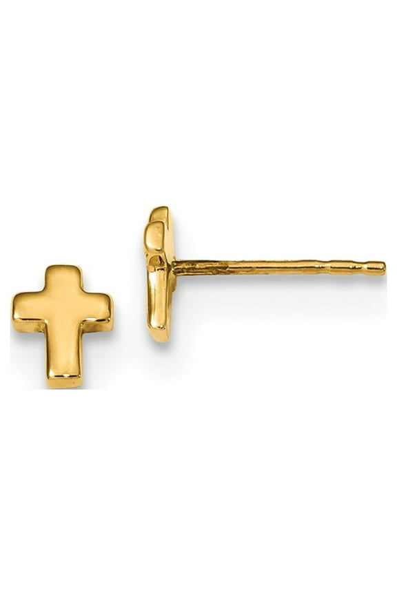 14 Karat Yellow Gold Cross Post Earrings