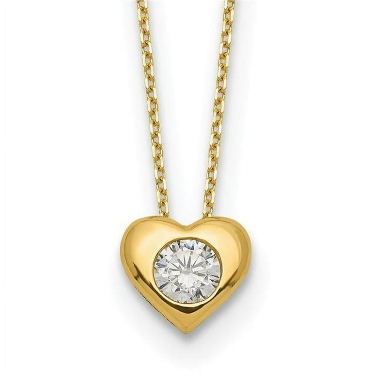 Primal Gold 14 Karat Yellow Gold Cubic Zirconia Heart Slide