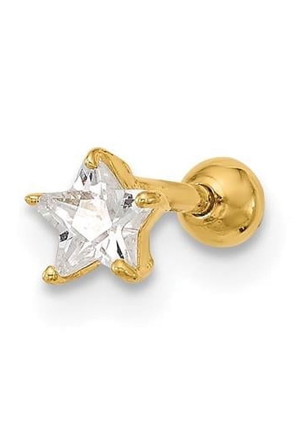 14 Karat Yellow Gold Cubic Zirconia Star Labret/Face Jewelry