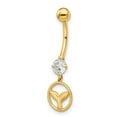 thumbnail image 1 of Primal Gold 14 Karat Yellow Gold Cubic Zirconia Whale Tail Belly Ring, 1 of 1