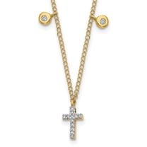Primal Gold 14 Karat Yellow Gold Diamond Cross 18-inch Necklace
