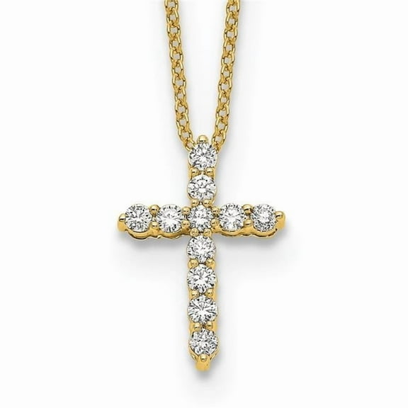 Primal Gold 14 Karat Yellow Gold Diamond Cross 18-inch Necklace