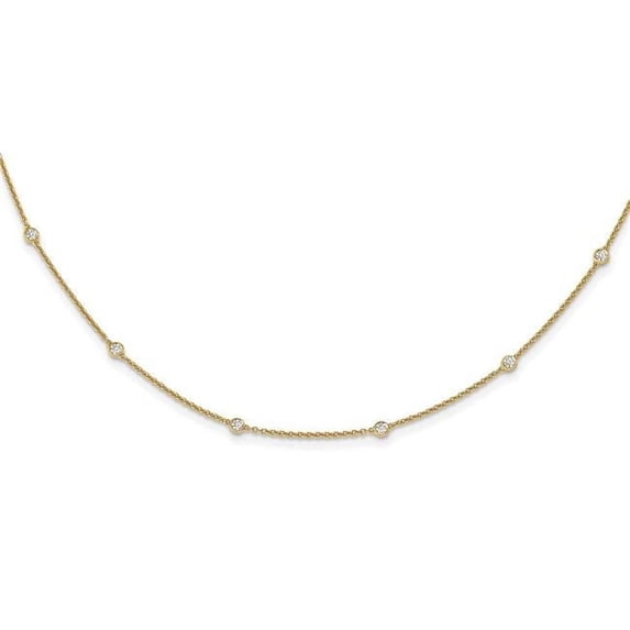Primal Gold 14 Karat Yellow Gold Diamond Station Cable Necklace