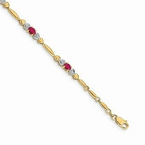 Primal Gold 14 Karat Yellow Gold Diamond and Composite Ruby Bracelet
