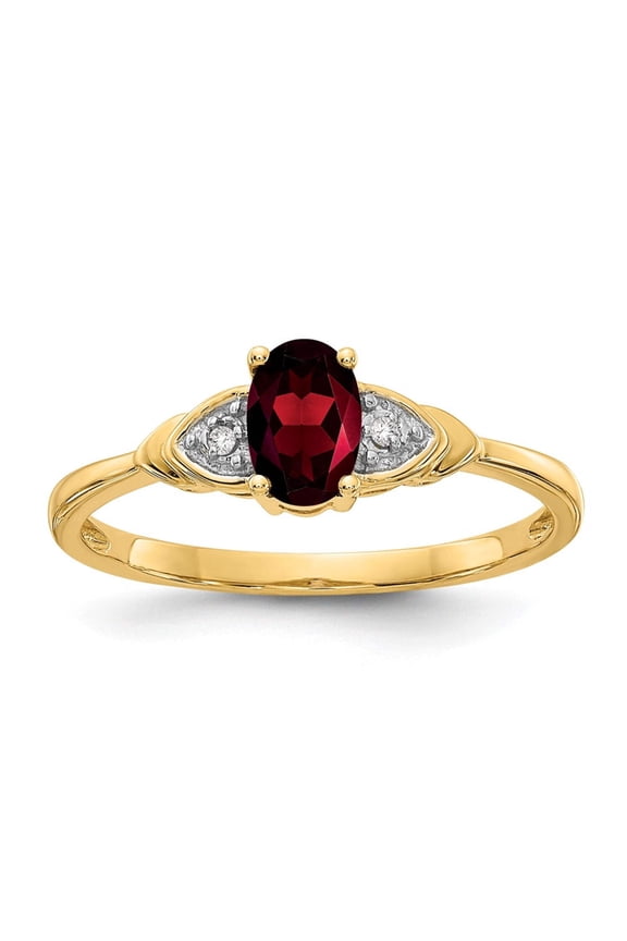 14 Karat Yellow Gold Diamond and Garnet Birthstone Ring